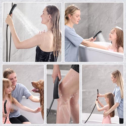 BRIGHT SHOWERS High Pressure Dual Shower Head Combo, Oil Rubbed Bronze Rainfall Showerhead with Detachable Handheld, 60" Stainless Steel Hose, Four Spray Settings - color: Oil Rubbed Bronze, size: 1.8 Gallon Per Minute