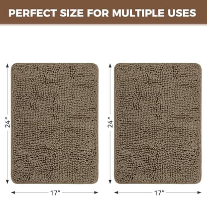 Bcoimo Bath Rugs Mat Set,2 Piece Non Slip Chenille Latte Bathroom Mat Sets | Extra Soft 24x17 Bathroom Rug;Non Slip with Rubber Back Bath Mat;High Absorbent And Quick Dry Microfiber mat;Machine Washable - color: Latte, size: 24×17 Plus 24×17