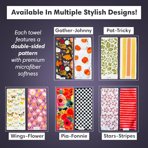 Double-Sided Microfiber Hand Towels, Waffle Kitchen Towels Set for Home Use | 2 Towels, 17x27 Inches, Durable & Soft, Fast Drying, Hand Wash Cloth and Dishcloth, Wings & Flower Farm, Purple/Cream Kitchen - color: Wings & Flower Farm - Purple/Cream, size: