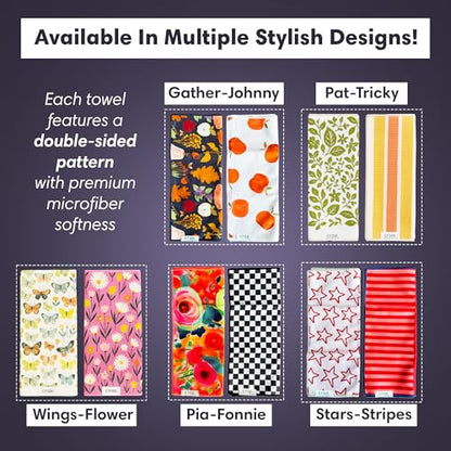 Double-Sided Microfiber Hand Towels, Waffle Kitchen Towels Set for Home Use | 2 Towels, 17x27 Inches, Durable & Soft, Fast Drying, Hand Wash Cloth and Dishcloth, Wings & Flower Farm, Purple/Cream Kitchen - color: Wings & Flower Farm - Purple/Cream, size:
