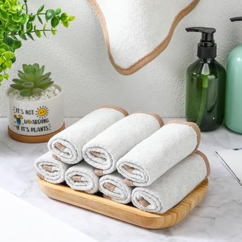 Tudomro 10 Pcs Exfoliating Washcloths Double Sided Man Wash Cloths Body Face Exfoliating Scrub Cloths for Shower Men Women(10.2 x 8.7 Inch,Gray) - color: Gray, size: 1 Count (Pack of 10)