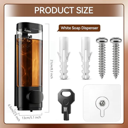 4 Pcs Manual Bathroom Wall Mounted Soap Dispenser, 300ml Black Kitchen Bathroom Commercial Shower Clear Refillable Soap Dispenser Clear Plastic Refillable Liquid Lotion Pump and Organizer - color: Black
