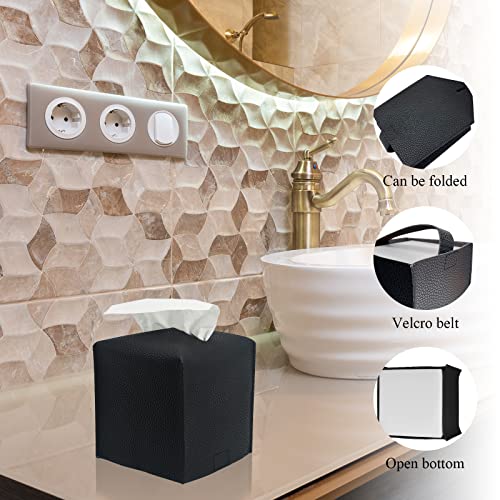 Bathroom Accessory Set, 10 Piece Black Bathroom Set Complete | Includes Trash Can, Soap Dispenser, Toothbrush Holder, Soap Holder, Tumbler, Toilet Brush, Tray, Qtip Holders, Tissue Cover - color: Black