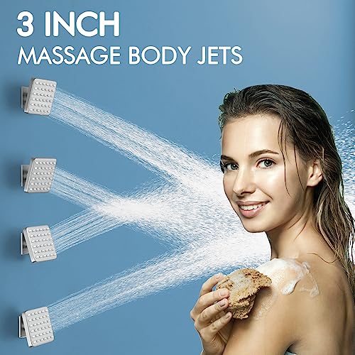 Shower System with Body Jets, Bostingner Shower Faucet Set 12" Rain Shower Head with Handheld Spray, Can Use at Same Time, 3 Way Push Button Diverter Shower Set Complete, Brushed Nickel - color: Brushed Nickel, size: 12 Inch