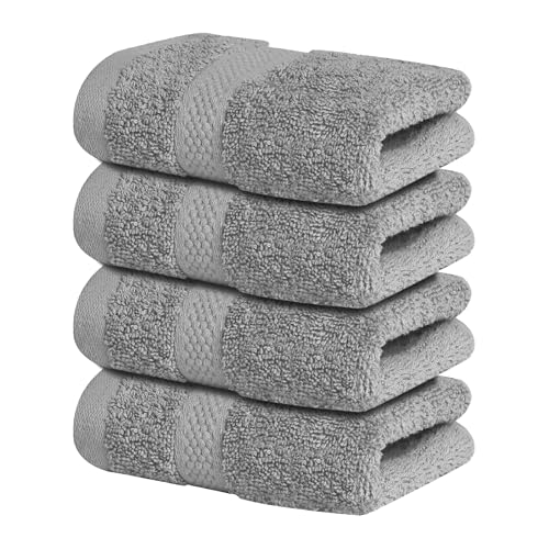 Infinitee Xclusives 100% Cotton Luxury Wash Cloths for Showering - 4 Pack | Washcloths [13x13] - Soft and Absorbent Face Towels for Bathroom Wash Clothes - Gym, Spa & Hotel Use - color: Charming Grey, size: Washcloths - 4 Pack