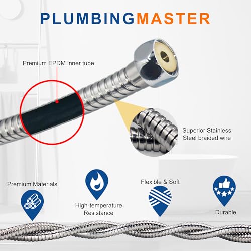 (60pcs) PLUMBINGMASTER Shower Hose 60 Inches Stainless Steel Handheld Shower Head Hose Replacement with Brass Nut Long Fexible Shower Hose Extension - size: 60 inch(60pcs)