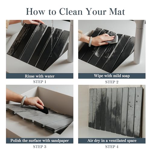 2pcs Stone Dish Drying Mat for Kitchen Counter, Quick-Dry Diatomaceous Earth Water Absorbent Pad & Countertop Drainer, Home Essentials for Bath and Pets - Marble Dark Grey, 24x16’’ & 8x4’’ - color: Marble Dark Grey