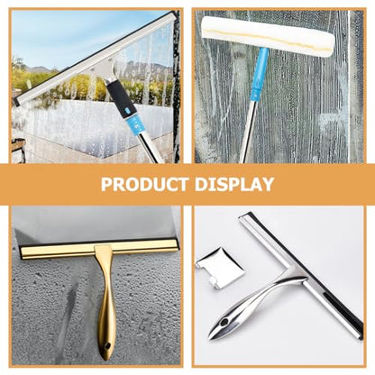 Abaodam 5pcs 25cm Replacement Rubber Squeegee Strips for Window and Shower Door Cleaning, Stainless Steel Holder Compatible, Sturdy Water Scraper for Glass Surfaces and Household Use
