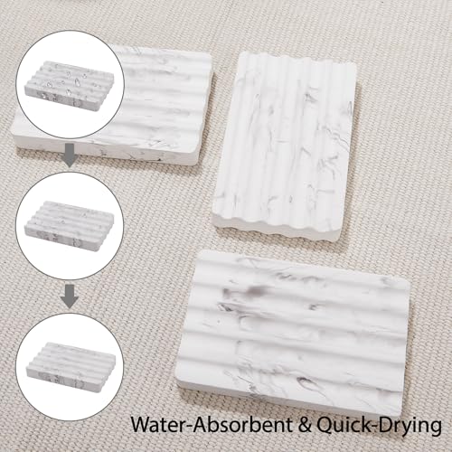 Quick Dry Diatomite Soap Dish, Water Absorbing Stone Soap Holder for Bathroom Sink, Non Slip Soap Tray for Shower or Kitchen