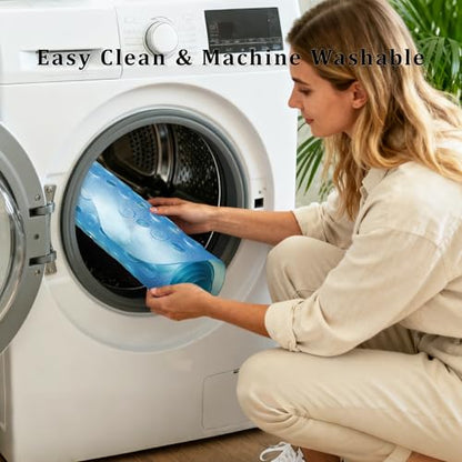 Non-Slip Bathtub Mats Bath Mat Machine Washable with Suction Cups for Tub, 39x15.5 inch, Clear Blue - color: Clear Blue