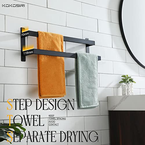 KOKOSIRI Towel Bars Black Bath Towel Holders 20 Inches Bathroom 2-Tiers Ladder Towel Rails Wall Mounted Towels Shelves Rack Stainless Steel, B5008BK-L20 - color: Matte Black, size: 20-Inch