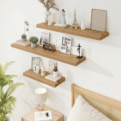 9.25in Depth 48in Floating Shelves, 48x9.25x1.4, Light Brown, Set of 2 | Long Wall Mounted Engineered Wood Shelves with Invisible Brackets for Living Room, Bedroom, Bathroom, Kitchen - color: Cedar Wood, size: 48x9.25x1.5in, 2 Packs