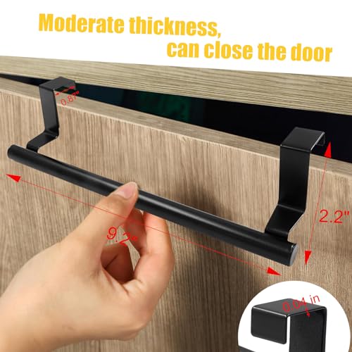 2 Pack Black 9 Inch Towel Holder for Kitchen Bathroom | Stainless Steel, Hand Towel Rack, Over Cabinet Door, For Kitchen Bathroom - color: Black