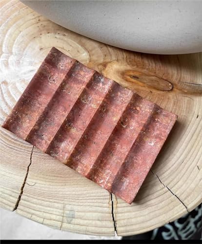 Luxurious Marble Soap Dish Jewelry Ring Tray - Rectangle Stone Soap Tray & Saver for Shower – Self Draining Soap Holder for Bathroom, Kitchen, Red Travertine - color: Red Travertine