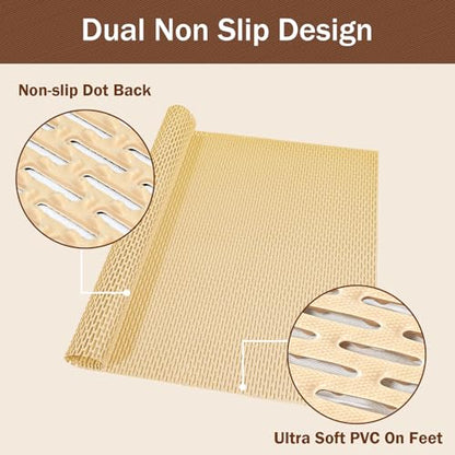 Bathroom Non Slip Shower Mat, Khaki 24x16 Inch Bathtub Mat, Non Slip Bathroom Mat for Elderly and Kids, Easy to Dry, Fast-Dry Drainage Hole, Easy to Prune - color: Khaki, size: 24" x 16" (Rectangular)