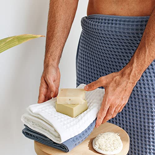 Waffle Hand Towel – 100% Turkish Cotton, Quick-Dry, Soft and Absorbent Bathroom Towel (Denim) - color: Denim, size: Hand Towel (1 Piece)