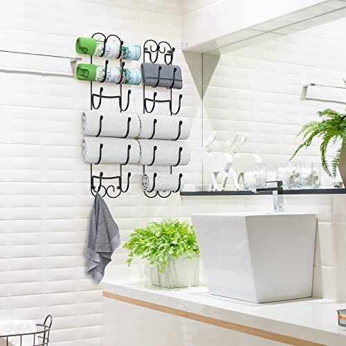 Deco Brothers 6-Tier Towel Rack, Wall Mounted Towel Holder, Bronze