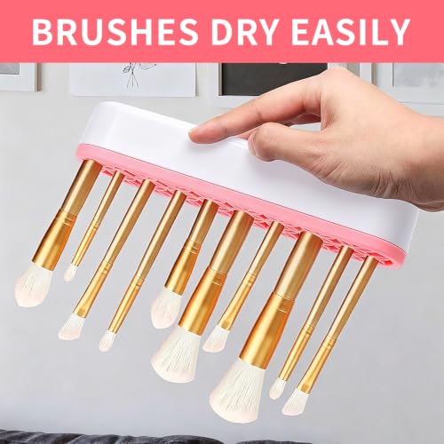 1Pcs Makeup Brushes Holder Silicone Make Up Brush Holder (Pink) - color: Pink