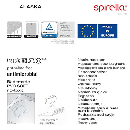 Spirella - Alaska Bath Cushion with 8 Suction Cups Antibacterial - Non-Slip Washable - Yellow - 23 x 32 cm - color: Yellow, size: 23 x 32 cm