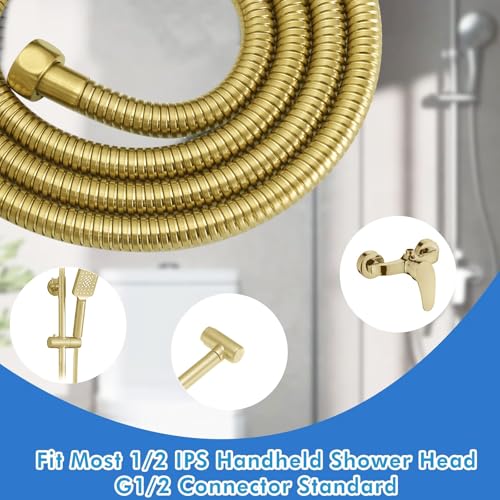 RUMOSE 79 inches Extra Long Shower Hose, Gold | Shower Head Extension Hose, Attachment Flexible Handheld Shower Sprayer Hose, Stainless Steel Shower Tube - color: Gold, size: 79"