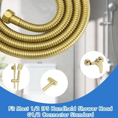 RUMOSE 79 inches Extra Long Shower Hose, Gold | Shower Head Extension Hose, Attachment Flexible Handheld Shower Sprayer Hose, Stainless Steel Shower Tube - color: Gold, size: 79"