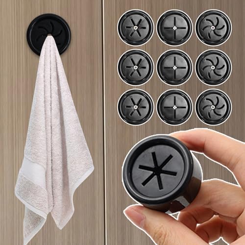3PCS Black Adhesive Push Towel Hook Round Wall Mount Dish Towels Holder Kitchen Hook Self Adhesive Waterproof Hand Towels Holder for Bathroom Kitchen Home (Rice Grain, 4.2x2.2cm) - color: Rice Grain