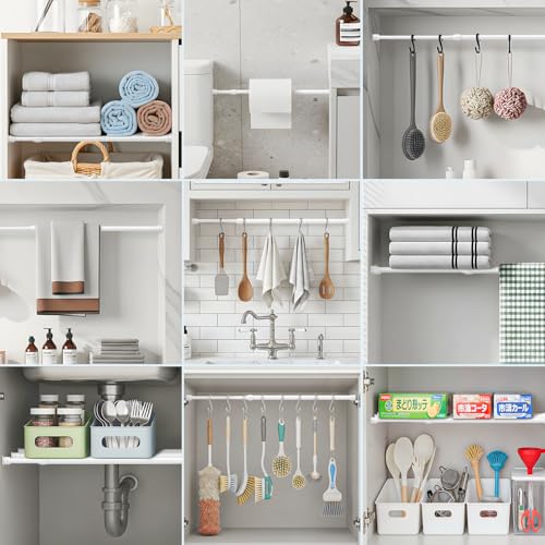 Spring Tension Curtain Rods Short Tension Rod (White,18" to 27"-3Pcs) - color: White, size: 18" to 27"-3Pcs