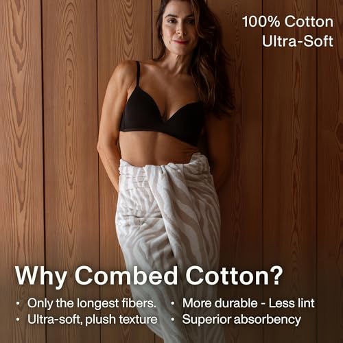 Everlayer Luxury Bath Sheets, 2 Pack, 40 x 59 Inch, Made in Portugal | 500 GSM, 100% Combed Cotton, Utra-Soft & Plush, Reversible Design, Oeko-Tex Certified, Incl 2 Pieces Bath Sheets,Sand Allover - color: Sand Allover, size: Bath Sheet, style: 2 Pcs