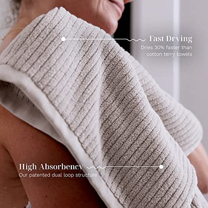 Luxury Performance 4-Piece Hand Towel Set | Patented Quick-Dry Tech | Ultra Soft | 16" W x 30" L | Oyster (Tan) - color: Oyster, size: 4 Hand Towels