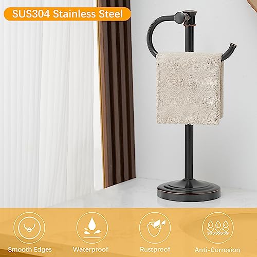 17 Inch Oil Rubbed Bronze Stand Towel Bar Hanger Hand Towel Bar Bathroom Vanity Countertop Towel Holder Free Standing Stainless Steel Towel Ring Hardware Accessories Towel Rack - color: Bronze