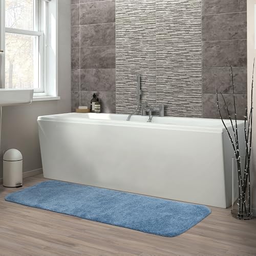 Garland Rug Traditional Bath Rug, 22-Inch by 60-Inch, Basin Blue - color: Basin Blue, size: 1'10" x 5' (Rectangular)