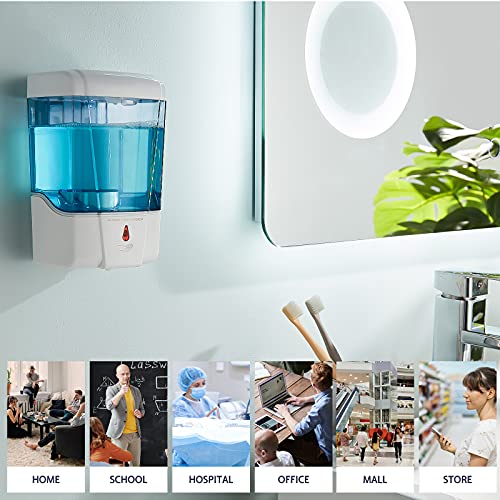 Soap Dispenser Wall Mount, Automatic Hand Sanitizer Dispenser 600ml Gel n Liquid Touchless Commercial Wall Soap Dispenser for Bathroom,White-600ml - color: White-600ml