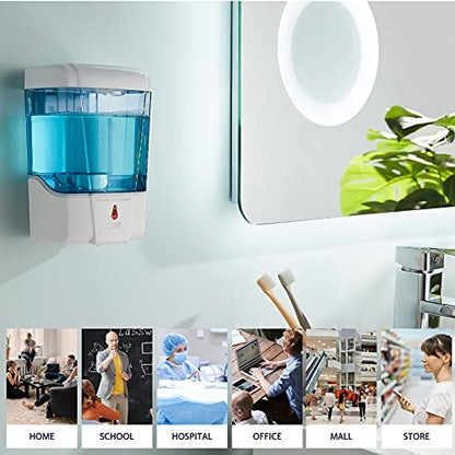 Soap Dispenser Wall Mount, Automatic Hand Sanitizer Dispenser 600ml Gel n Liquid Touchless Commercial Wall Soap Dispenser for Bathroom,White-600ml - color: White-600ml