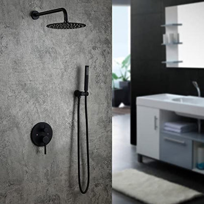 Voolan Shower Arm with Flange and Teflon Tape, Extension Shower Head Arm for Bathroom Fixed Shower Head, Solid Stainless Steel, Wall Mounted (15 Inch,Black) - color: Black, style: 15 Inch