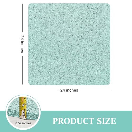 Shower Mat Bathtub Mat Non-Slip,24x24 inch, Soft Tub Mat with Drain,PVC Loofah Bath Mat (Phthalate Free) for Tub and Bathroom,Quick Drying,Green - color: Green, size: 24" x 24" (Rectangular)