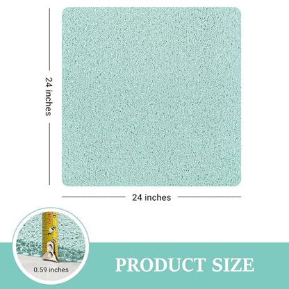 Shower Mat Bathtub Mat Non-Slip,24x24 inch, Soft Tub Mat with Drain,PVC Loofah Bath Mat (Phthalate Free) for Tub and Bathroom,Quick Drying,Green - color: Green, size: 24" x 24" (Rectangular)
