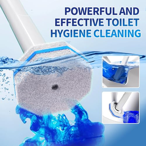 Disposable Toilet Brush Cleaning System with 50pcs Refills Pads Replacement Heads, Toilet Cleaning Stick, Wall Mounted Wand Kit Bathroom Maintenance, Toilet Bowl Cleaner Brush Holder and Set - style: Toilet brush + 50 refills