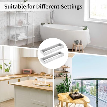 2 Pcs Bathroom Towel Rings, Square Brushed Wall Mounted Hand Towel Racks, Stainless Steel Towel Holders, Rectangular Modern Towel Stands