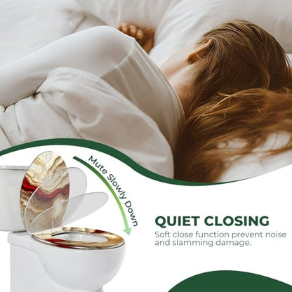 Elongated Resin Toilet Seat, Quietly Close Quick Release Hinges Cover