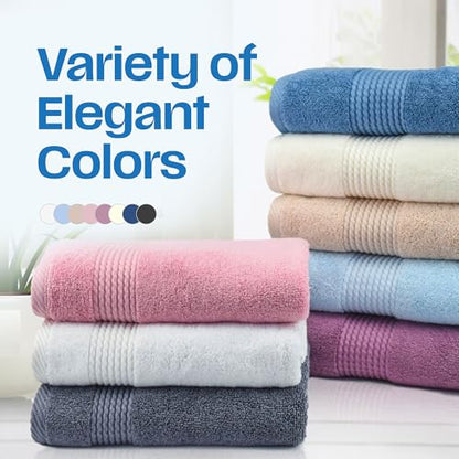 Lara Premium Bath Towel Set 6 Piece - Soft & Highly Absorbent Bathroom Towel Set, 100% Luxury Turkish Cotton, Flannel Bath Towels, 1 Bath Towel, 1 Hand Towel, 4 Washcloths - Rose - color: Rose, size: 1 Bath Towel, 1 Hand Towel, 4 Wash Cloths