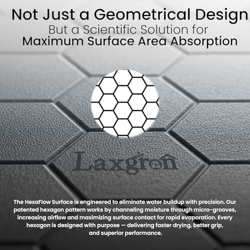 Stone Bath Mat - Premium Instant Absorption Natural Diatomaceous Earth Shower Mat 24"x16", Anti-Mold - Non-Slip Design, Ultra-Fast Drying Bathroom Floor Mat with Honeycomb Pattern, Gray