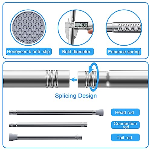 Tension Curtain Rod Silver Tension Rod 28 To 48 Inch Spring Curtain Rod Non Slip Tension Rods 1pcs For Windows No Drilling Adjustable Tension Rods of Curtain Window Closet Kitchen Wardrobe - color: Silver, size: 28-48 inch 1pcs