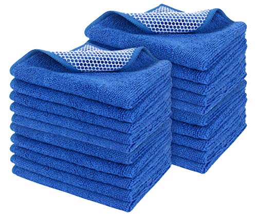 Dish Cloth for Washing Dishes Kitchen Washcloth Cleaning Cloth | 12x12inch 20pack Kitchen Towels Rags, Microfiber Cleaning Cloths, Wash Cloths with Poly Scour Side, Wholesale, Dark Blue - color: Dark Blue, size: 12inchx12inch 20pack