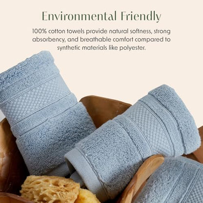 Luxury 100% Cotton Bath Towels Set | 6-Piece Set | Blue Fog | 700 GSM | Premium Bath Towels | Ultra Soft Thick Plush & Highly Absorbent | Luxury Hotel & Spa Bathroom Towels - color: Blue Fog, size: 6 Piece Set
