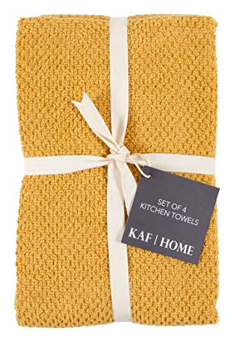 KAF Home Deluxe Popcorn Terry Kitchen Towels, Cotton Kitchen Dish Towels, Set of 4, Camel - color: Camel