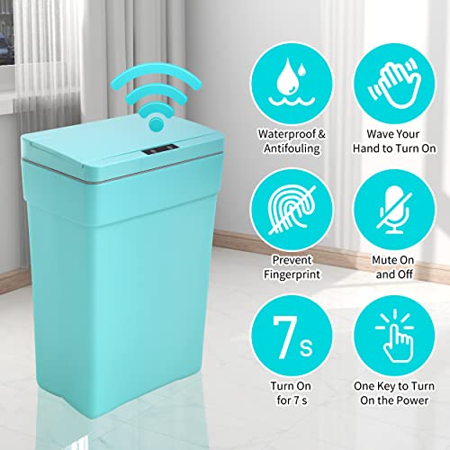 BLKMTY 13 Gallon Trash Can with Lid, Blue, Polypropylene, 13.0 Gallons, Touchless Trash Can, Automatic Garbage Bin, No Odor, Healthy Life | Motion Sensor Garbage Can, for Kitchen, Home, Office, Bathroom - color: Blue