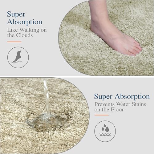 Walensee Bathroom Contour Rug (20x24, Light Tan) Non Slip Bath Mat Water Absorbent Soft Microfiber Shaggy Bathroom Mat Machine Washable Bath Rug U Shape Toilet Rug - color: Light Tan, size: 2' x 1'8"