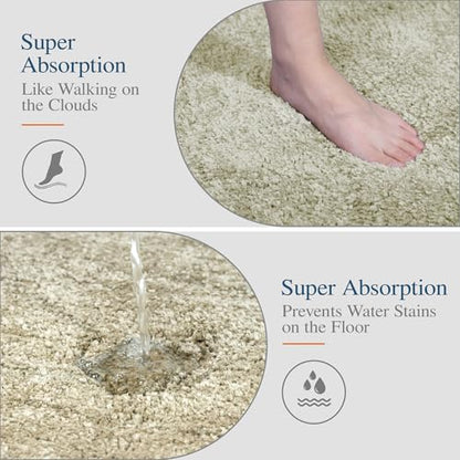Walensee Bathroom Contour Rug (20x24, Light Tan) Non Slip Bath Mat Water Absorbent Soft Microfiber Shaggy Bathroom Mat Machine Washable Bath Rug U Shape Toilet Rug - color: Light Tan, size: 2' x 1'8"