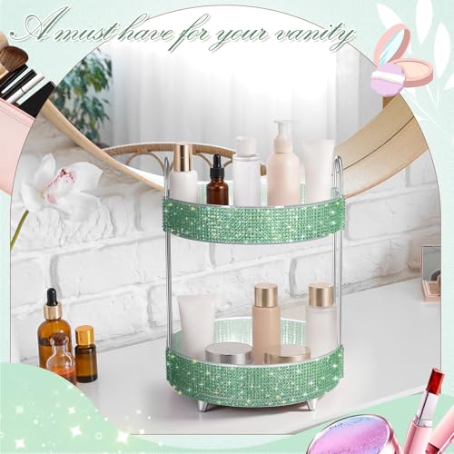 360 Rotating Rhinestone Perfume Organizer,2 Tiers,Resin Diamond,Green - color: Green, size: 2 Tiers, style: Resin Diamond