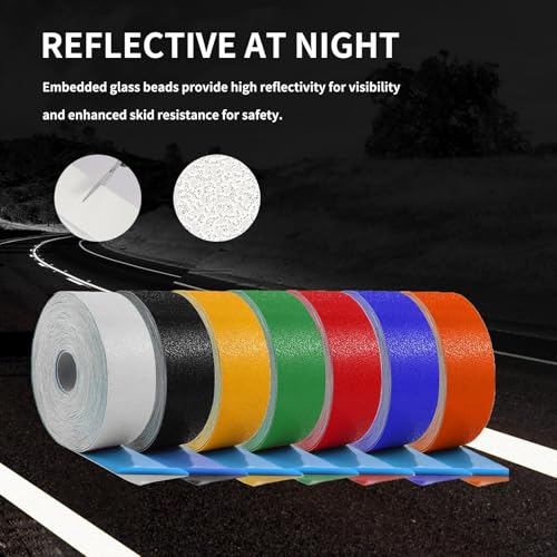 Reflective Pavement Marking Tape Slip-Resistant and Durable, Heavy-Duty Rubber Base for Outdoor Applications, Perfect for Driveways, Walkways, and Parking Areas (White, 4 Inch X 18 Feet) - size: 4 Inch x 18 Feet